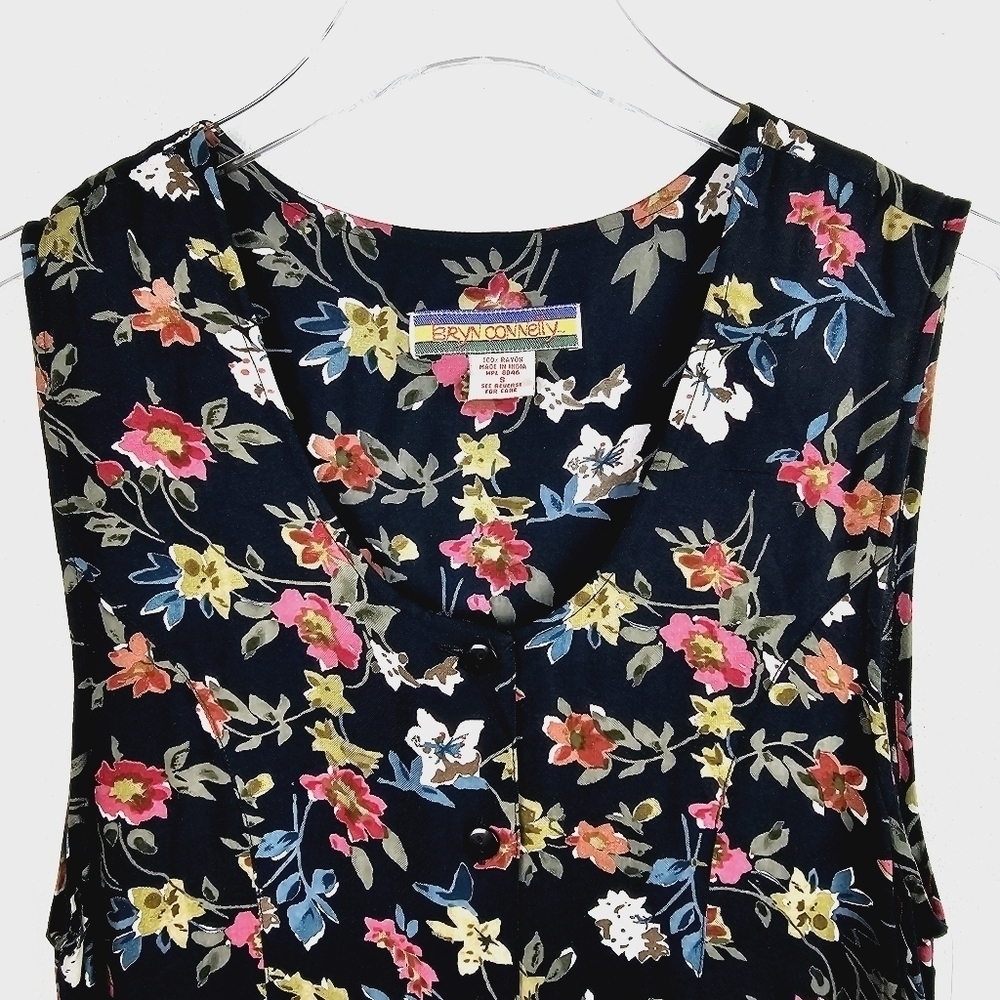 Bryn Connelly Vintage Floral Button Front Sleeveless Dress NWT - Picture 7 of 12